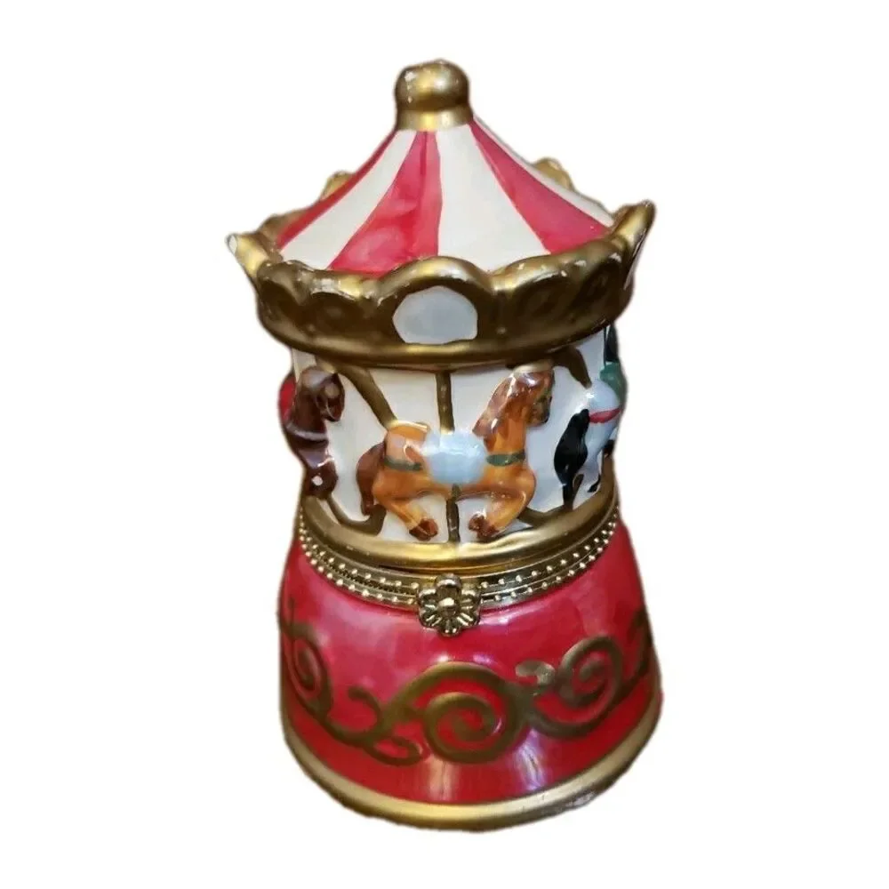 Mr. Christmas Porcelain Carousel Wind-Up Music Box 